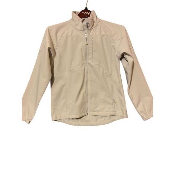 Ach Diamond Women's Full Zip Beige Jacket Size M Casual Solid - Picture 8 of 8